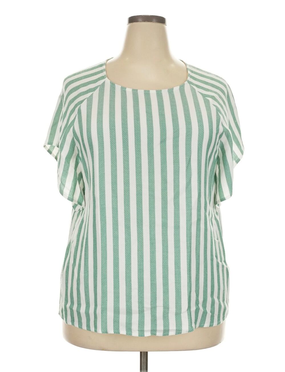 Gibson Latimer Green and White Vertical Striped Short Sleeve Top Sz. XXL